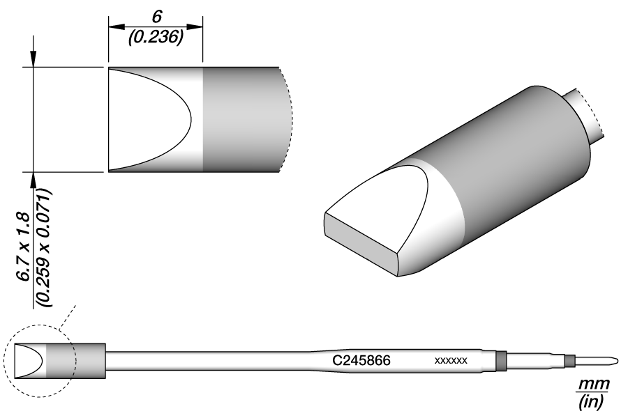 C245866 - Chisel Cartridge 6.6 x 1.8 HT L